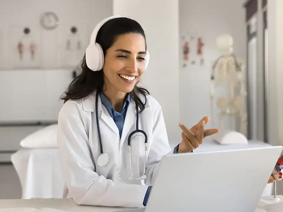 Physician in a virtual consultation