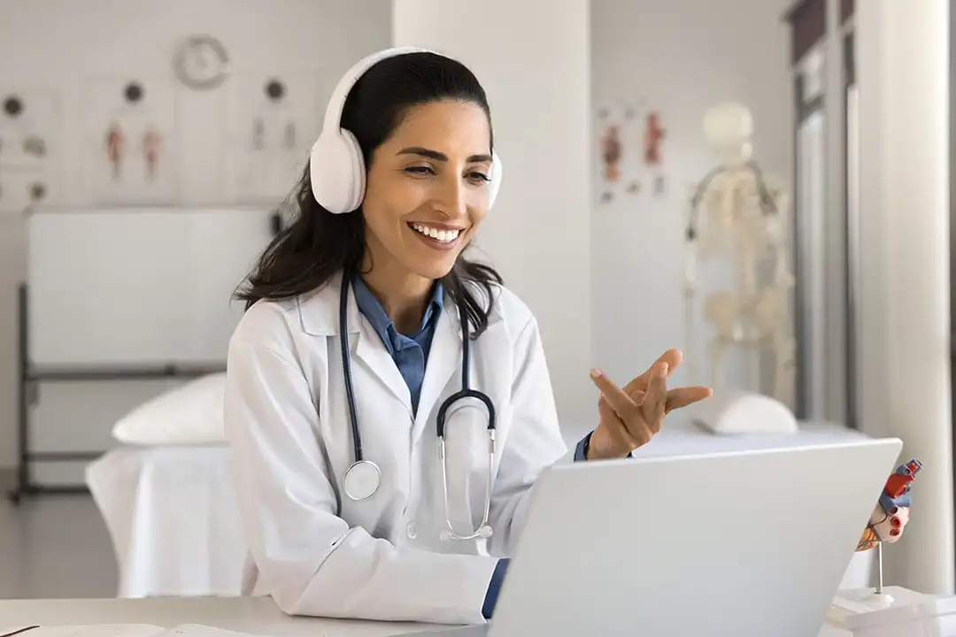 Physician in a virtual consultation